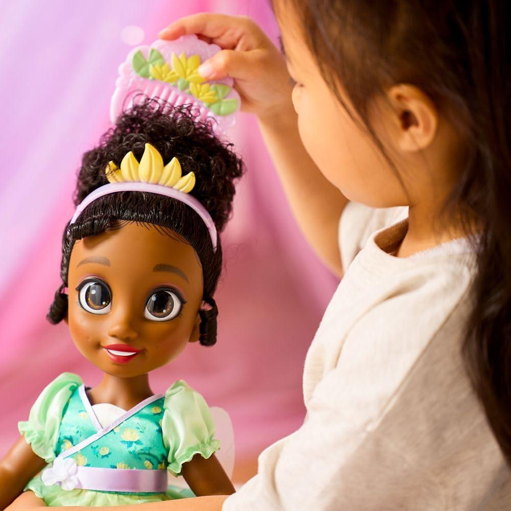 imageDISNEY STORE Official Anna Once Upon a Story Doll  16 Inch Disney Princess Toys Featuring Reflective Eyes with 3D Pupil and Iris Detailed Costume Hair Comb ampamp Shoes  Comes in Display BoxTiana