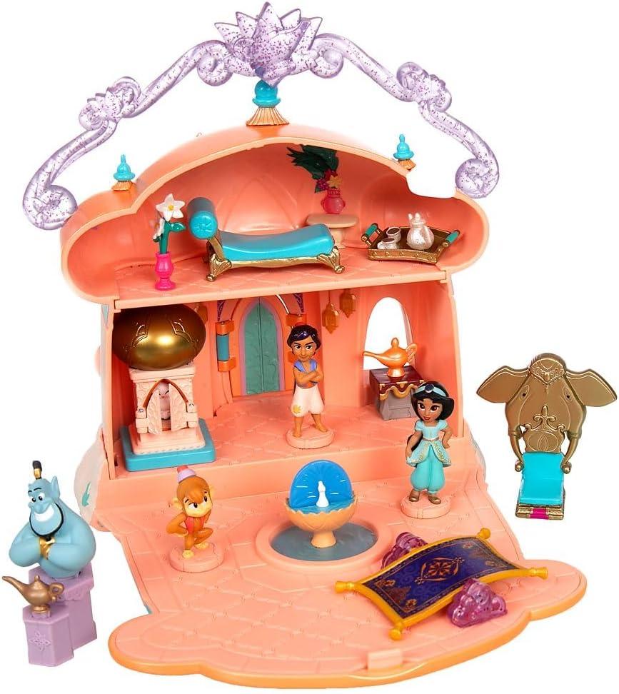 imageDISNEY STORE Official Jasmine Palace Micro Play Set Micro Toy Set Includes Jasmine Aladdin Genie and Abu Micro Figures Travel Toy Portable Playset with Handle Travel Toys with Surprise RevealsJasmine