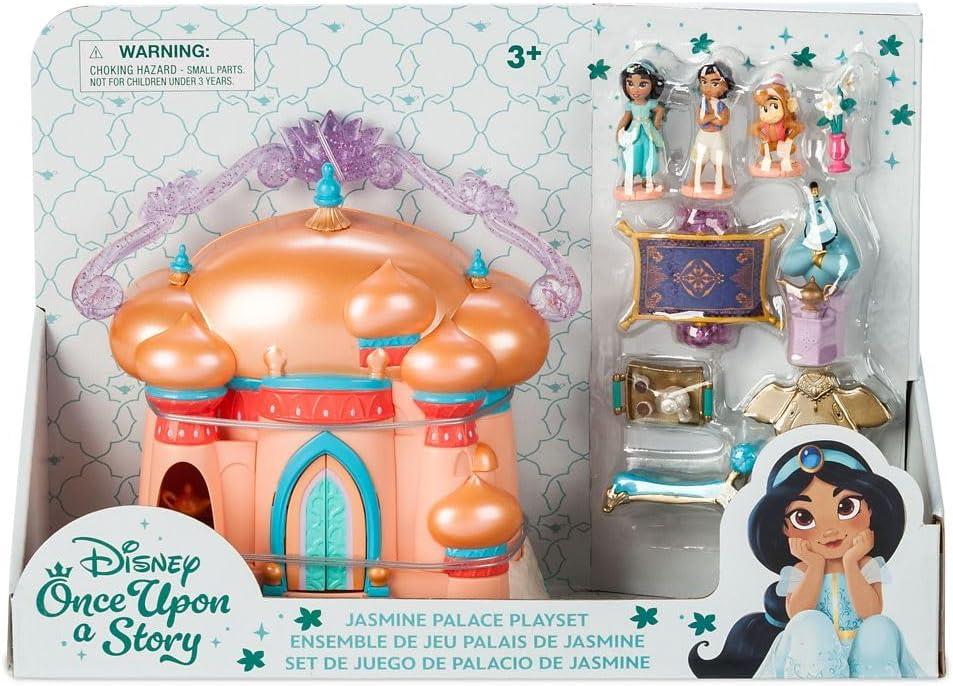 imageDISNEY STORE Official Jasmine Palace Micro Play Set Micro Toy Set Includes Jasmine Aladdin Genie and Abu Micro Figures Travel Toy Portable Playset with Handle Travel Toys with Surprise RevealsJasmine