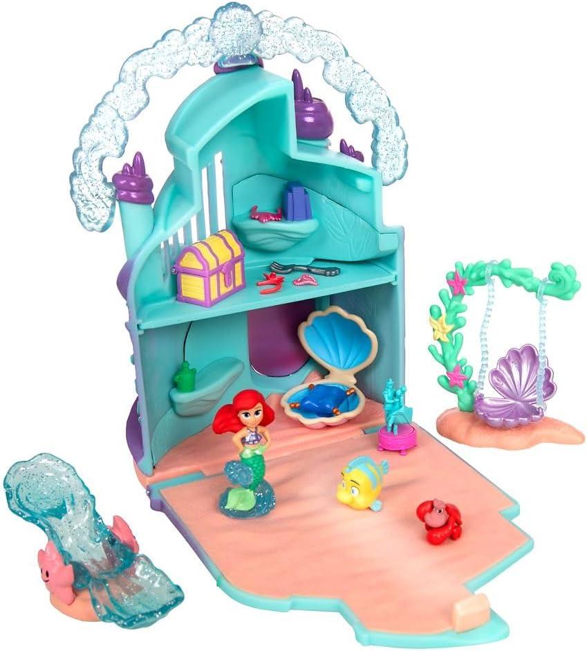imageDISNEY STORE Official Jasmine Palace Micro Play Set Micro Toy Set Includes Jasmine Aladdin Genie and Abu Micro Figures Travel Toy Portable Playset with Handle Travel Toys with Surprise RevealsAriel
