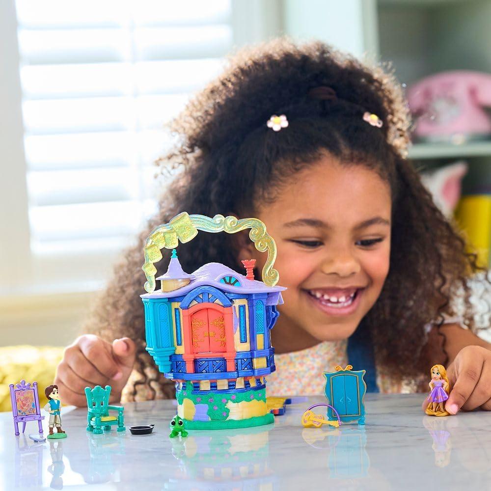 imageDISNEY STORE Official Jasmine Palace Micro Play Set Micro Toy Set Includes Jasmine Aladdin Genie and Abu Micro Figures Travel Toy Portable Playset with Handle Travel Toys with Surprise RevealsRapunzel