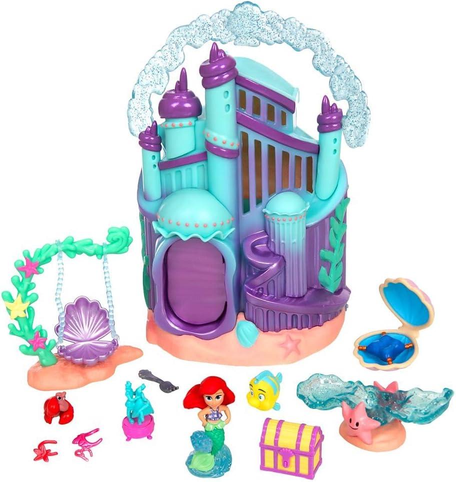 imageDISNEY STORE Official Jasmine Palace Micro Play Set Micro Toy Set Includes Jasmine Aladdin Genie and Abu Micro Figures Travel Toy Portable Playset with Handle Travel Toys with Surprise RevealsAriel