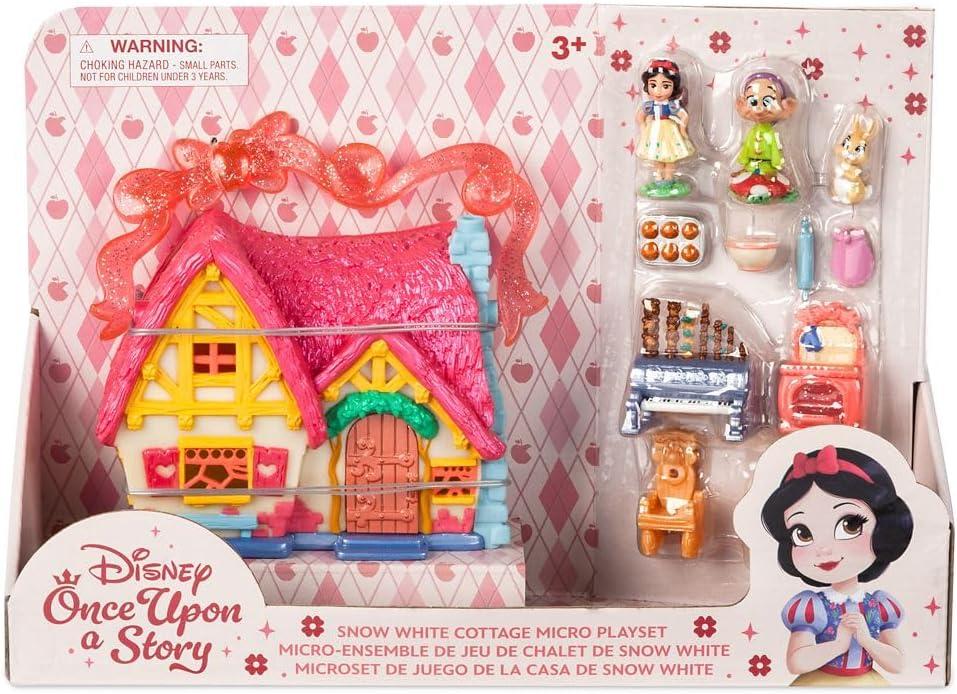 imageDISNEY STORE Official Jasmine Palace Micro Play Set Micro Toy Set Includes Jasmine Aladdin Genie and Abu Micro Figures Travel Toy Portable Playset with Handle Travel Toys with Surprise RevealsSnow White