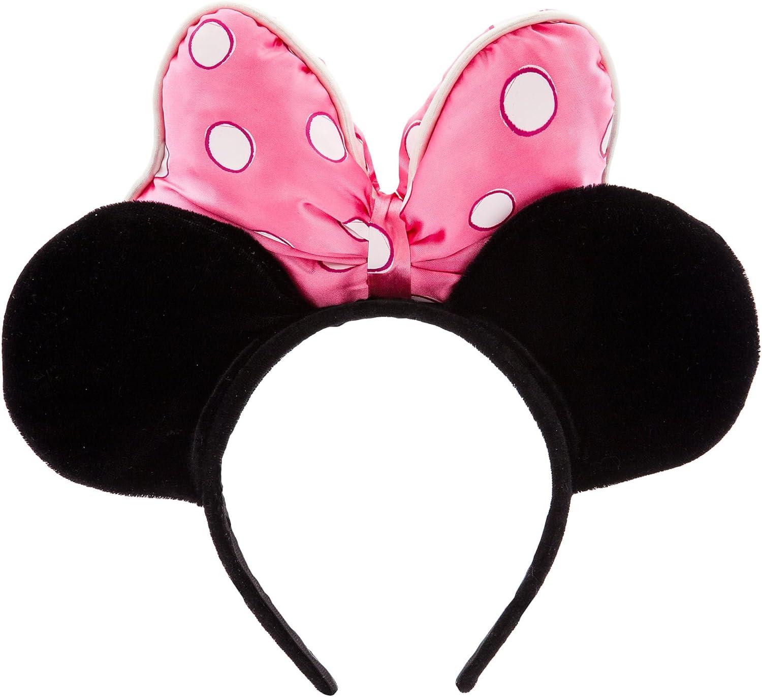 imageDISNEY STORE Official Minnie Mouse Costume Ear Headband for Girls  Minnie Mouse Ears with Pink Satin Bow Polka Dots ampamp Glitter Heart Cameo NonSlip Velour  Disney Ears for Kids