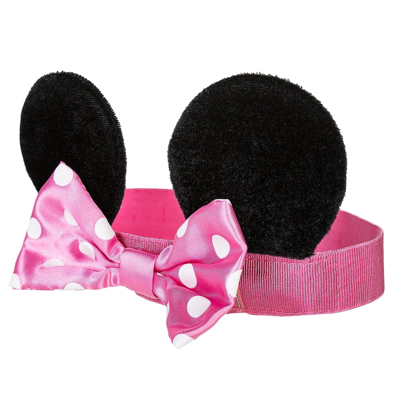 imageDISNEY STORE Official Minnie Mouse Ears Headband for Baby  Plush Ears with Pink Polka Dot Satin Bow Comfy Pink Elastic Band  Disney Hair Accessories for Babies Perfect for Little Ones