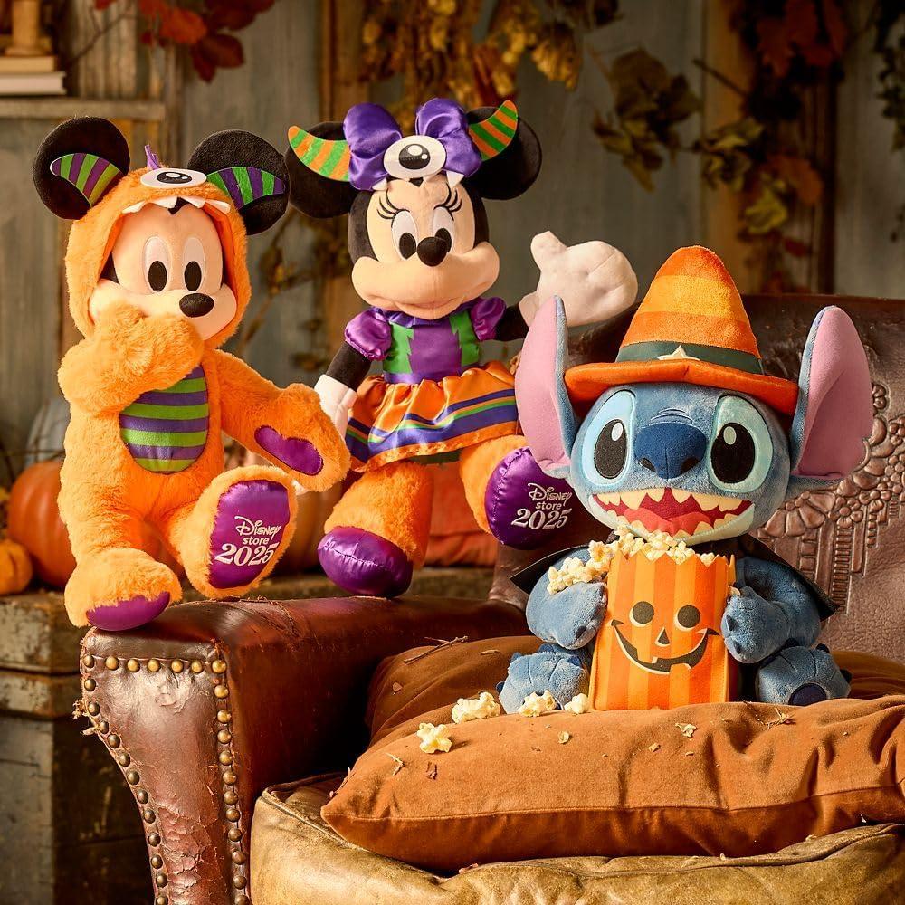 imageDISNEY STORE Official Minnie Mouse Halloween Plush  Disney Halloween Stuffed Animal with Embroidered Features Detailed Plush Sculpting Satin Print Dress Bow Felt Teeth and Cyclops EyeMinnie