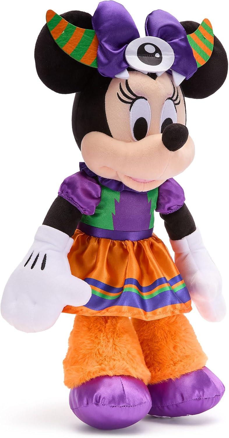 imageDISNEY STORE Official Minnie Mouse Halloween Plush  Disney Halloween Stuffed Animal with Embroidered Features Detailed Plush Sculpting Satin Print Dress Bow Felt Teeth and Cyclops EyeMinnie