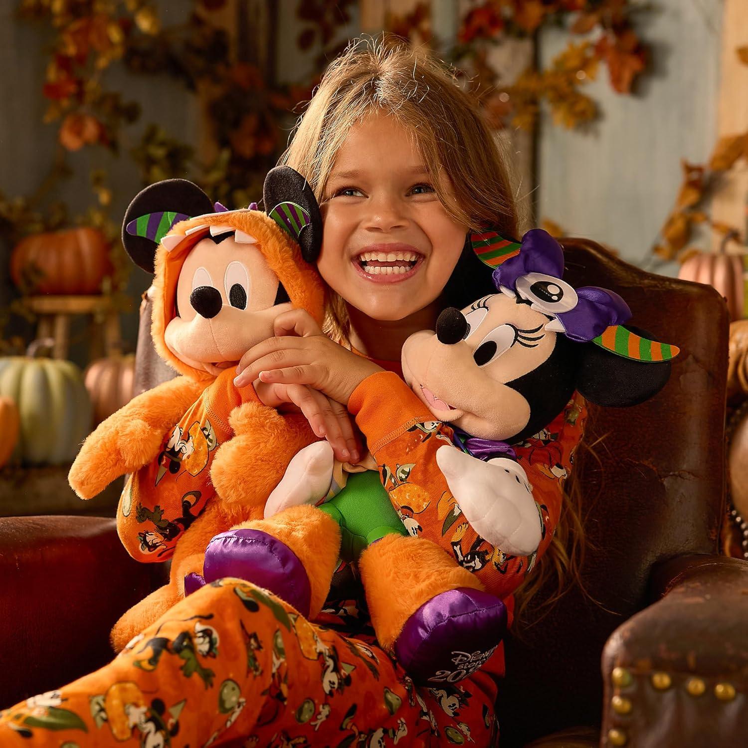 imageDISNEY STORE Official Minnie Mouse Halloween Plush  Disney Halloween Stuffed Animal with Embroidered Features Detailed Plush Sculpting Satin Print Dress Bow Felt Teeth and Cyclops EyeMinnie