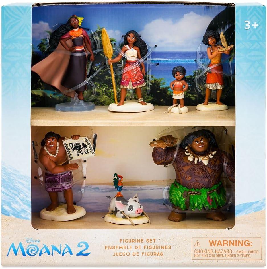 imageDISNEY STORE Official Once Upon a Story Figure Set  8 Fully Sculpted Disney Figures Including Cinderella Ariel Belle Jasmine Tiana ampamp More in DoubleTiered Box with Scenic BackgroundsMoana 2