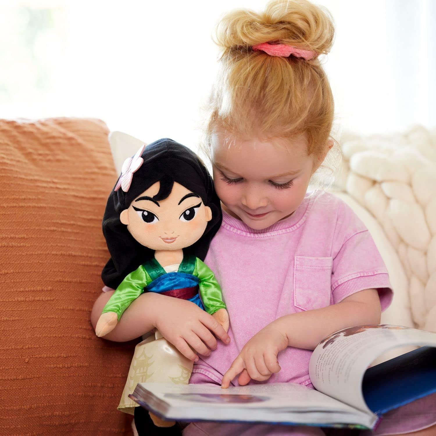 imageDISNEY STORE Official Princess Plush Doll Mulan Medium 14 Inches Soft Plushy with Embroidered Features Princess Toys for Girls Disney Dolls Stuffed Animals for GirlsMulan
