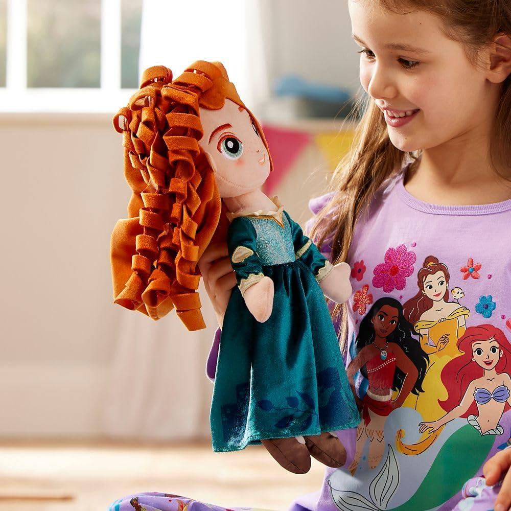 imageDISNEY STORE Official Princess Plush Doll Mulan Medium 14 Inches Soft Plushy with Embroidered Features Princess Toys for Girls Disney Dolls Stuffed Animals for GirlsMerida