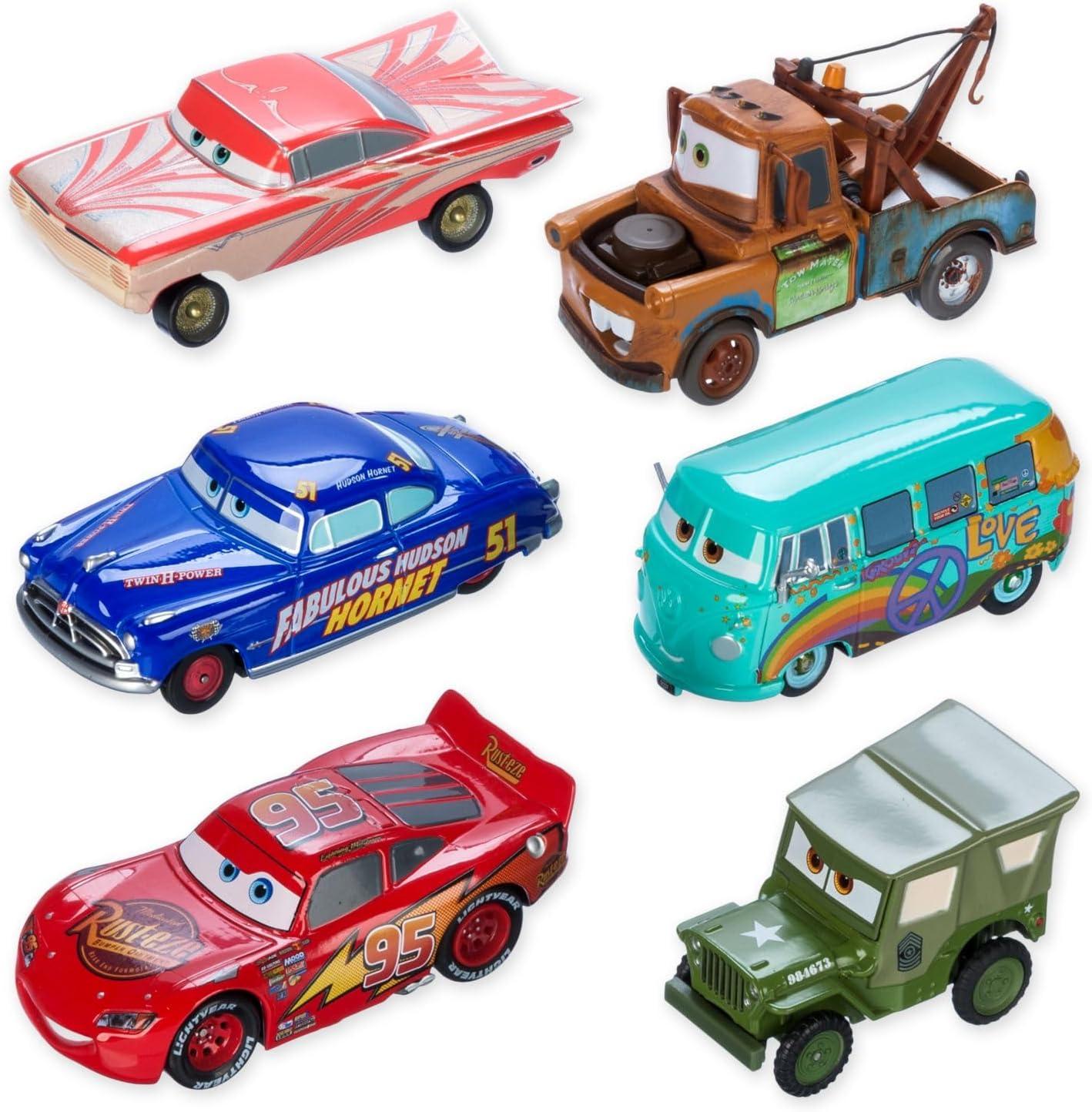 imageDisney Store Action Toys Lightning McQueen Mack Hauler Toy Truck with 6 PullBack Toy Cars  Includes Lightning McQueen Disney Cars Toys LightUp Features and Customizable Sticker Sheets