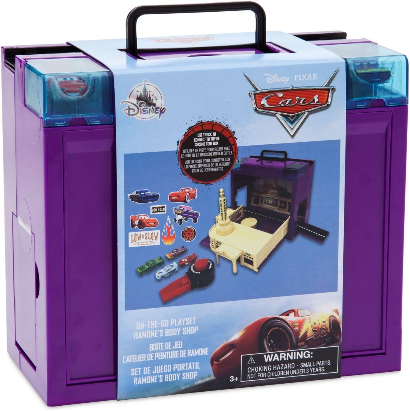 imageDisney Store Action Toys Pixar Car Play Set  Toolbox Case with Lightning McQueen ampamp Tow Mater Die Cast Cars Launcher Junkyard Shack and Accessories  Inspired by Disney Pixar Cars Films ampamp Cars LandRamon