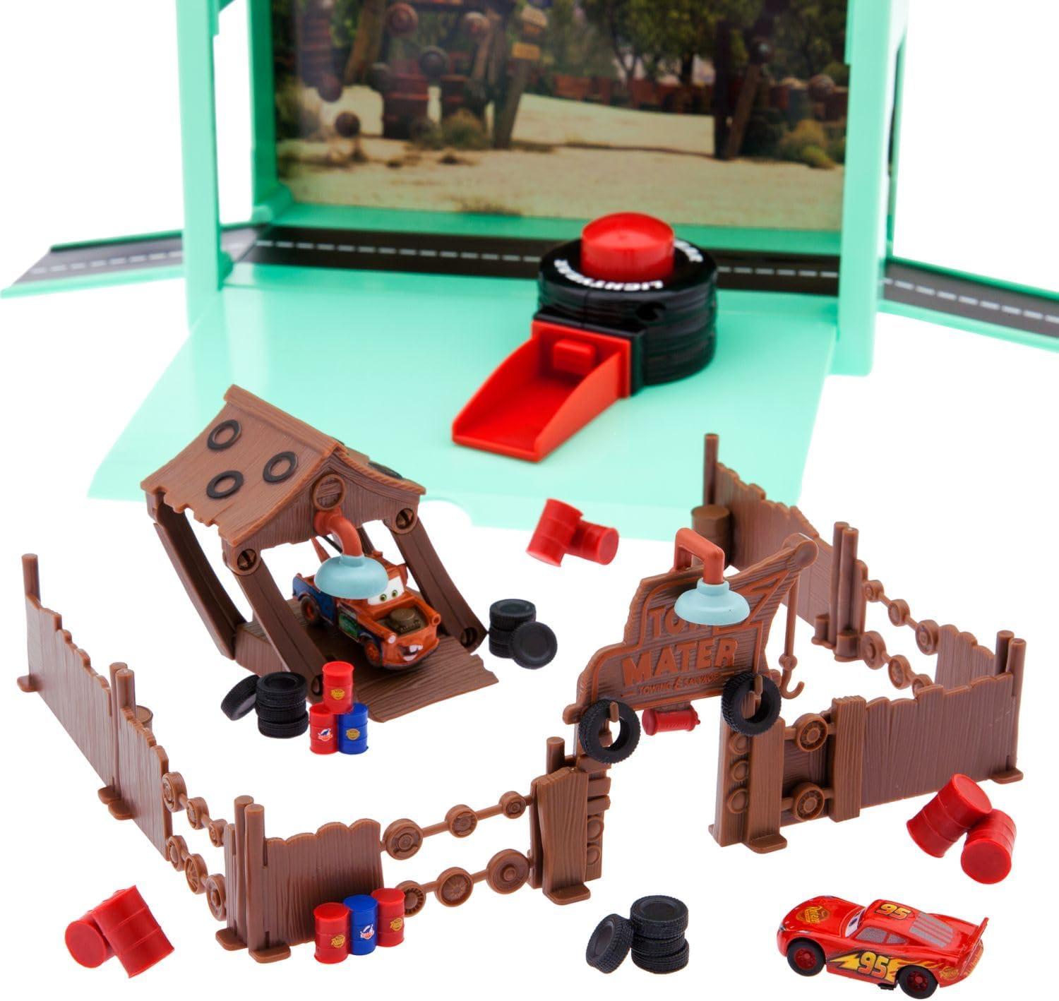 imageDisney Store Action Toys Pixar Car Play Set  Toolbox Case with Lightning McQueen ampamp Tow Mater Die Cast Cars Launcher Junkyard Shack and Accessories  Inspired by Disney Pixar Cars Films ampamp Cars LandMater