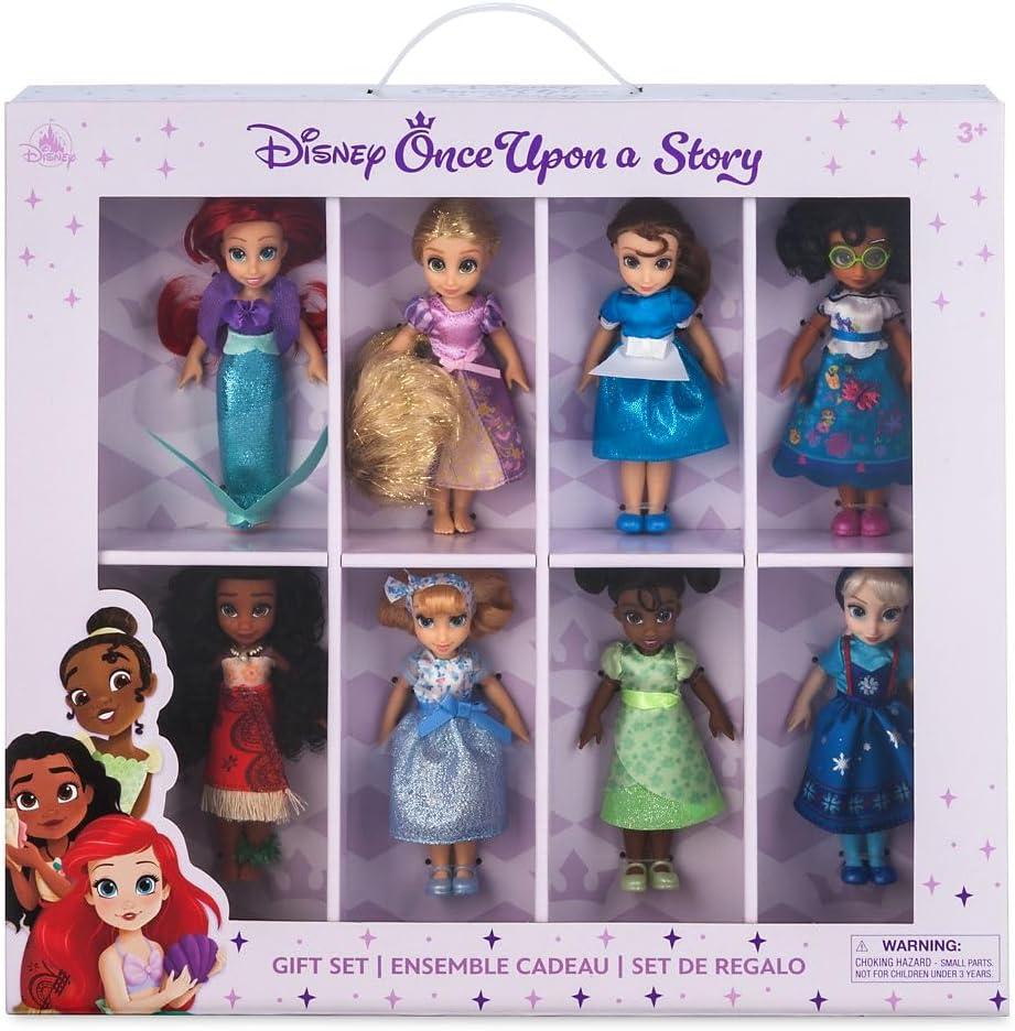 imageDisney Store Dolls ampamp Games Once Upon a Story Princess Toys Set with 8 Poseable Mini Dolls Cinderella Ariel Belle Tiana Rapunzel Elsa Moana ampamp Mirabel  Reusable Window Carry Case with Handle