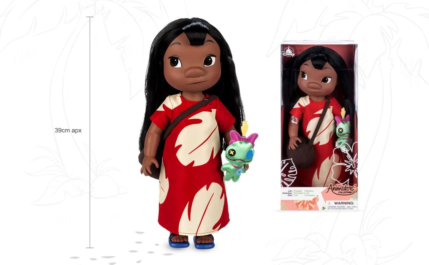 imageDisney Store Girls Animators Collection Lilo Doll  Lilo ampamp Stitch  16 Inches  Scrump with Molded Details Fully Posable Toy in Satin Dress  Suitable for Ages 3 Toy FigureLilo