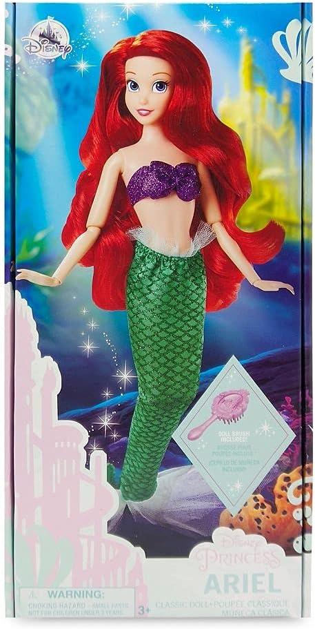 imageDisney Store Girls Princess Classic Doll Merida 11 Inches Includes Brush with Molded Details Fully Posable Toy in Classic OutfitAriel
