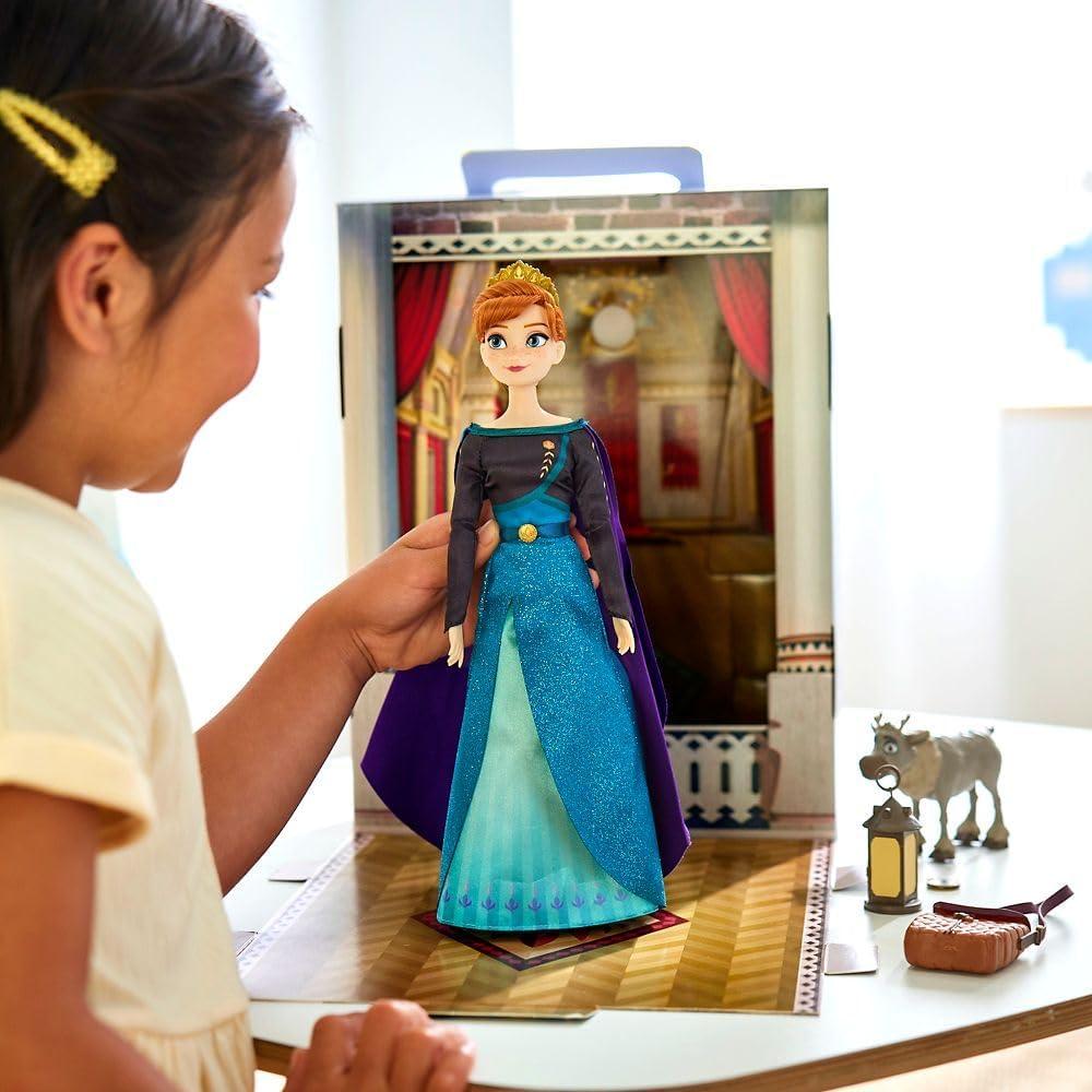 imageDisney Store Girls Princess Story Doll Anna from Frozen 11 Inches Includes Coloring Book and Additional Dress Princess Doll in Classic Outfit Princess Toys