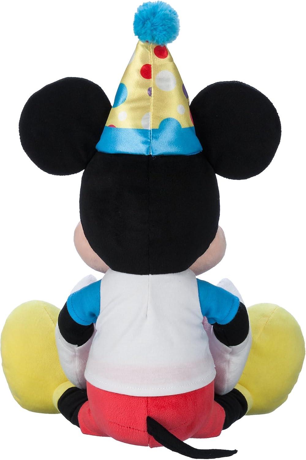 imageDisney Store Official Happy Birthday Mickey Mouse Stuffed Animal with Plush Cake Candle ampamp Party Hat  Embroidered Features TShirt ampamp Soft Mouse Ears for Kids