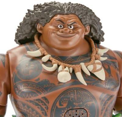 imageDisney Store Official Maui Talking Action Figure with LightUp Fish Hook Sculpted Necklace ampamp Leaf Skirt Poseable Moana Toys for Kids Features Movie Phrases ampamp 8 Points of Articulation