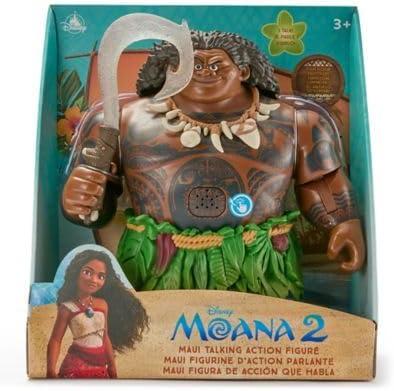 imageDisney Store Official Maui Talking Action Figure with LightUp Fish Hook Sculpted Necklace ampamp Leaf Skirt Poseable Moana Toys for Kids Features Movie Phrases ampamp 8 Points of Articulation