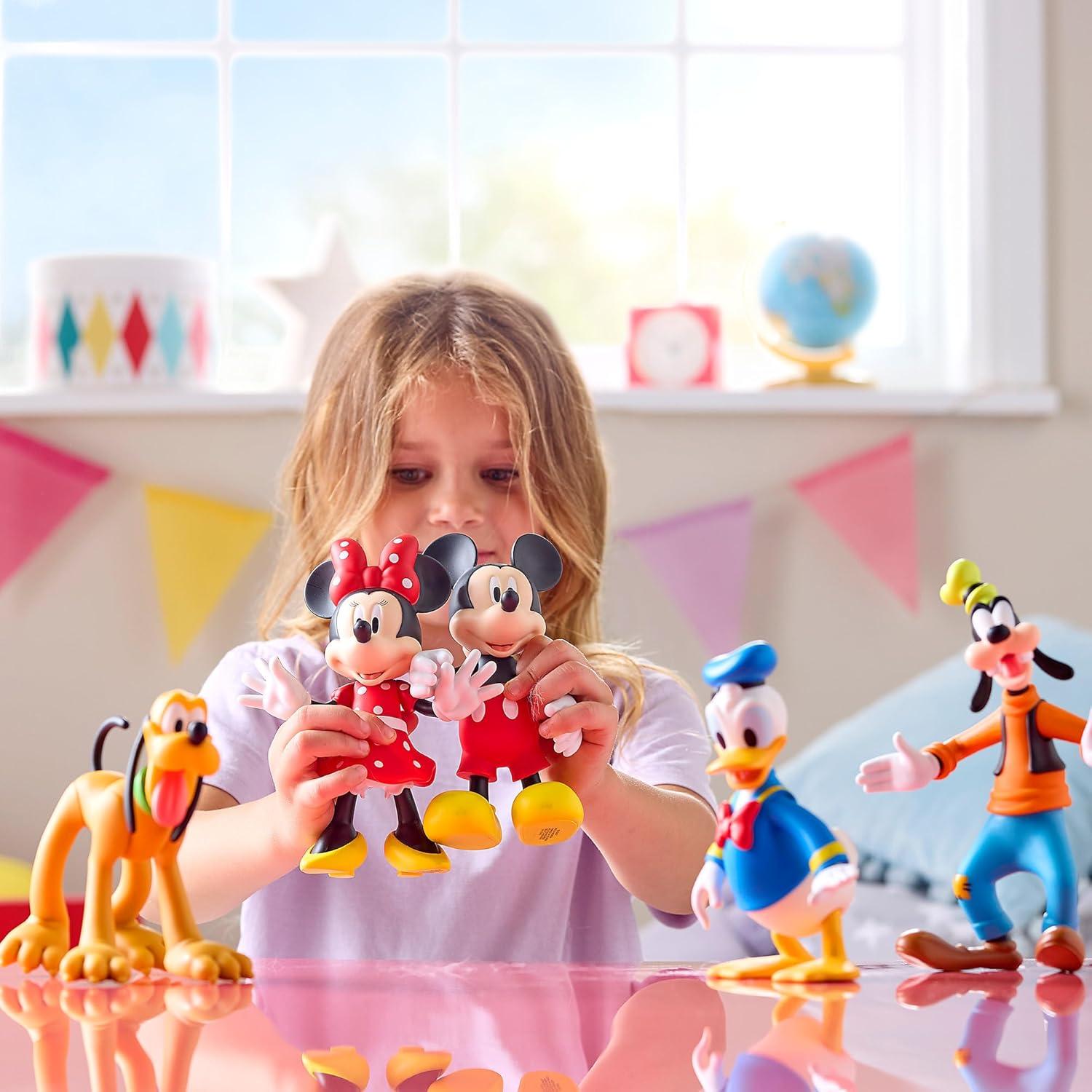 imageDisney Store Official Mickey Mouse ampamp Friends Articulated Figure Set  Fab Five Toy Action Figures Set  Includes Mickey Minnie Donald Pluto ampamp Goofy  Articulated 8 Toys with Scenic Display Box