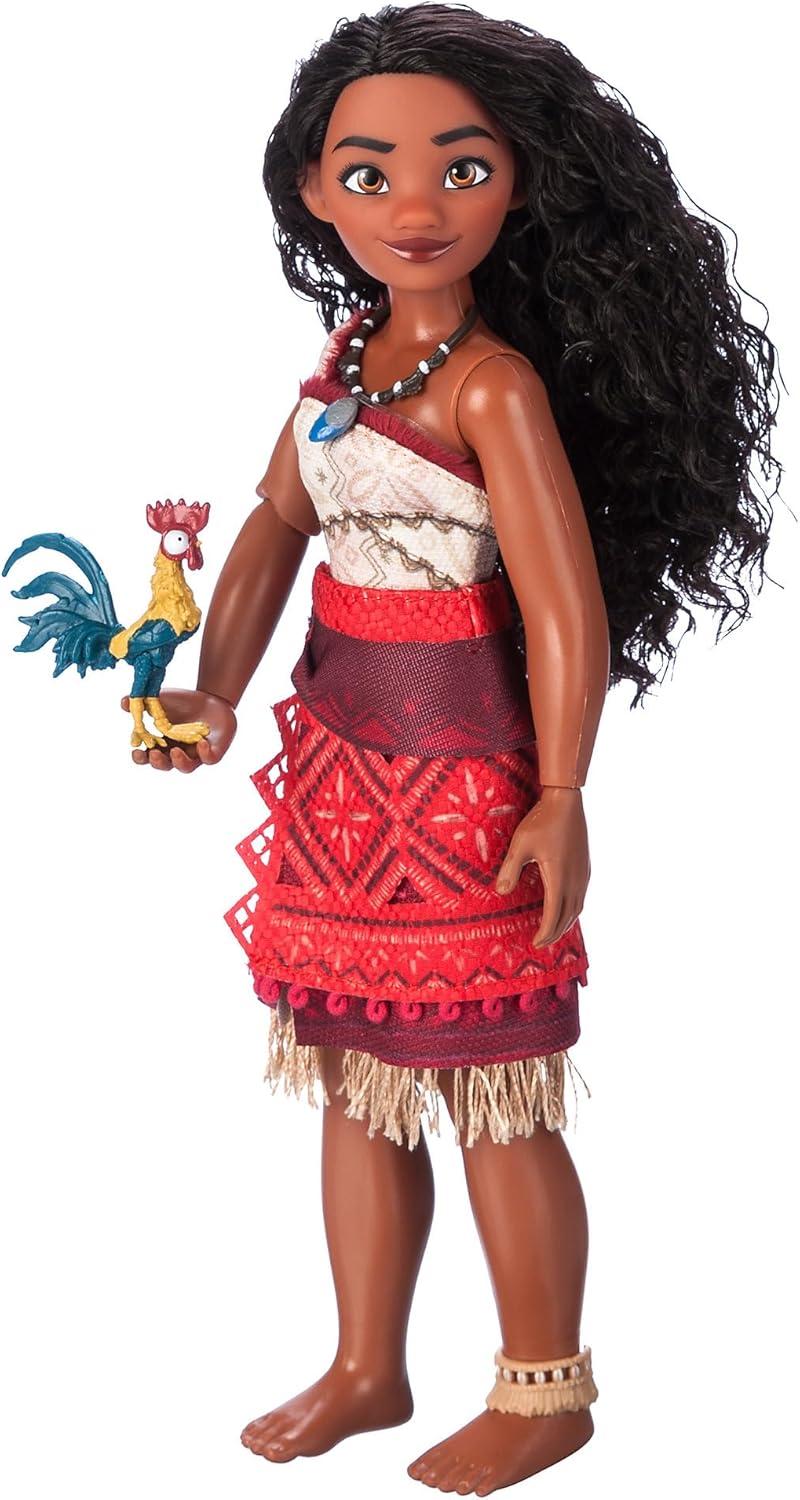 imageDisney Store Official Moana 2 Singing Doll  Poseable Disney Princess Toy with Authentic Costume Heart of Te Fiti Necklace Heihei Figure Sings Were Back Styled Hair Window Packaging