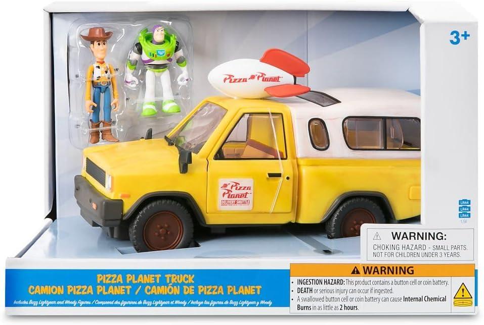 imageDisney Store Official Pizza Planet Truck with Lights ampamp Sounds  Toy Story Action Figures Set Includes Woody ampamp Buzz Lightyear Movable Parts Light Up Features ampamp Vehicle Sounds