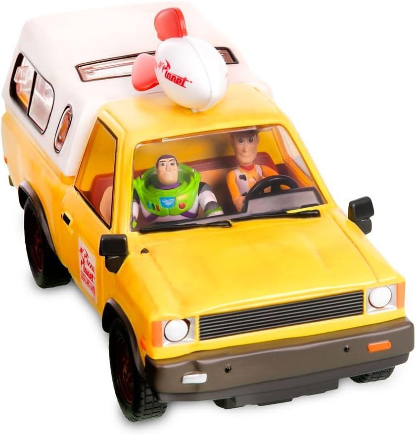 imageDisney Store Official Pizza Planet Truck with Lights ampamp Sounds  Toy Story Action Figures Set Includes Woody ampamp Buzz Lightyear Movable Parts Light Up Features ampamp Vehicle Sounds