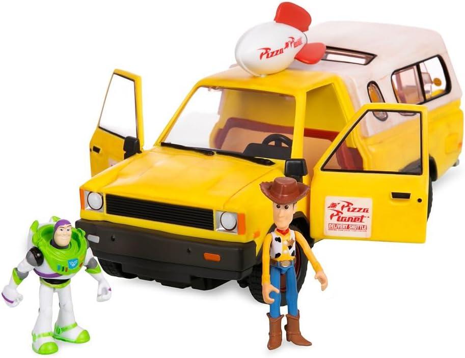 imageDisney Store Official Pizza Planet Truck with Lights ampamp Sounds  Toy Story Action Figures Set Includes Woody ampamp Buzz Lightyear Movable Parts Light Up Features ampamp Vehicle Sounds