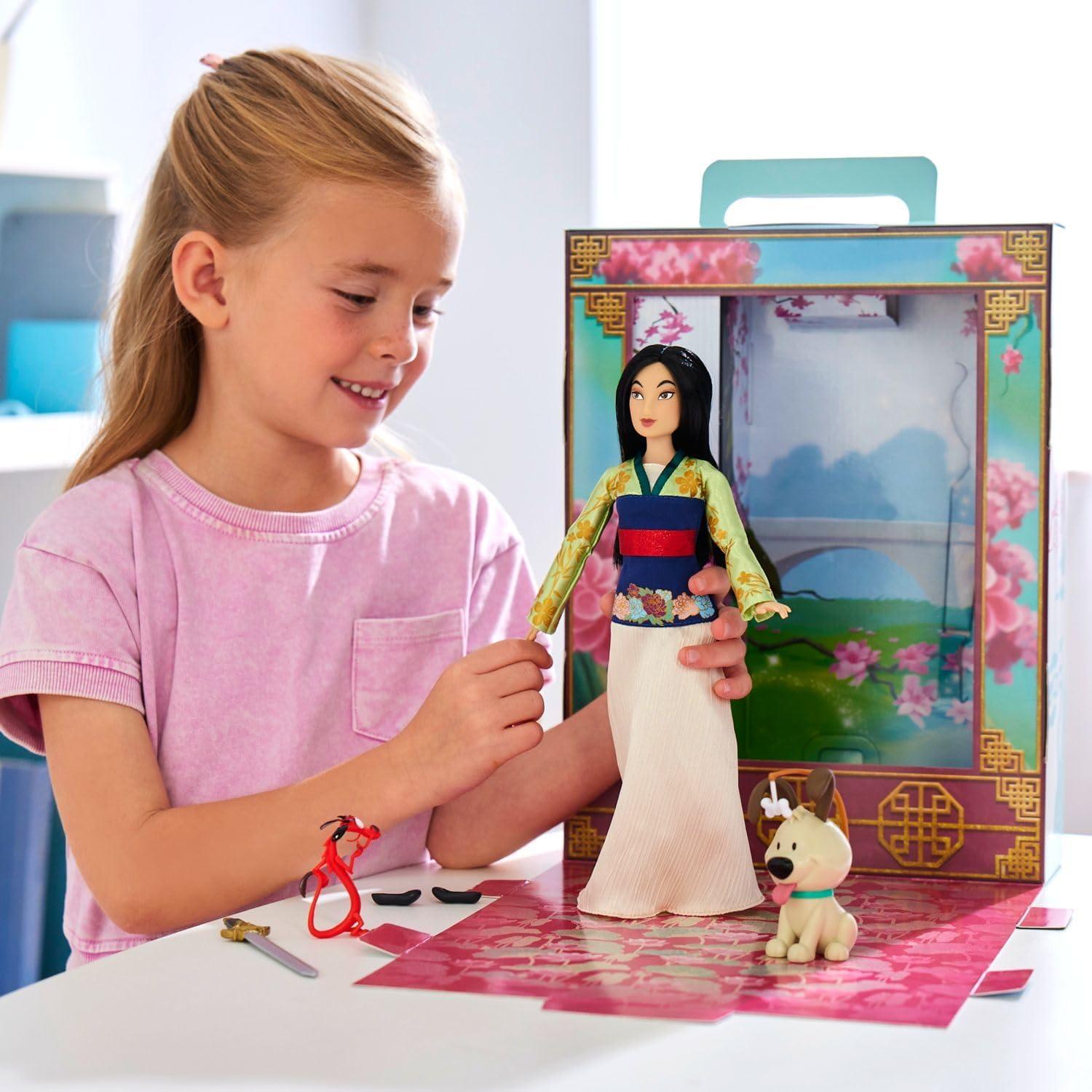 imageDisney Store Official Princess Story Doll  Tinker Bell from Peter Pan 11 Inches Includes Coloring Area and Additional Dress Classic Outfit Perfect for GirlsMulan