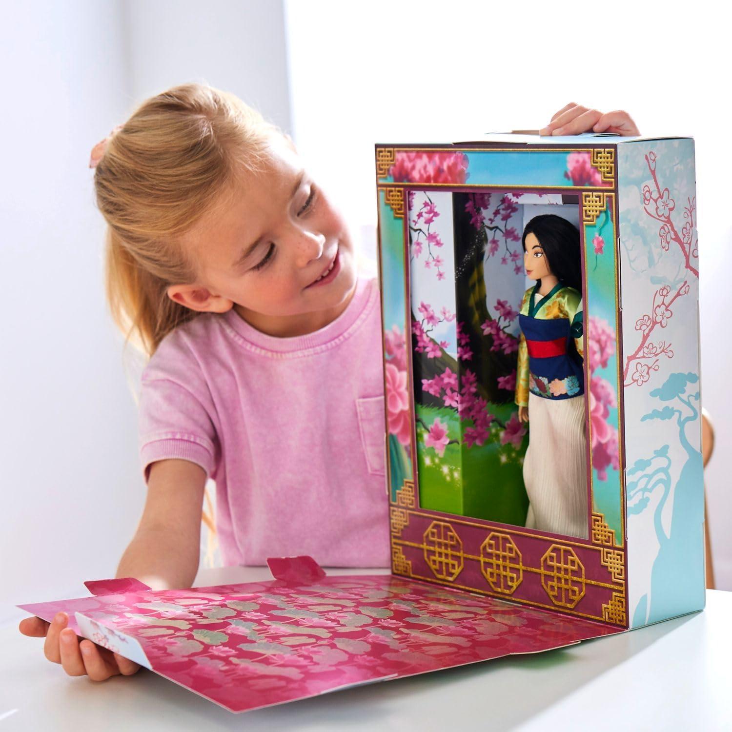 imageDisney Store Official Princess Story Doll  Tinker Bell from Peter Pan 11 Inches Includes Coloring Area and Additional Dress Classic Outfit Perfect for GirlsMulan