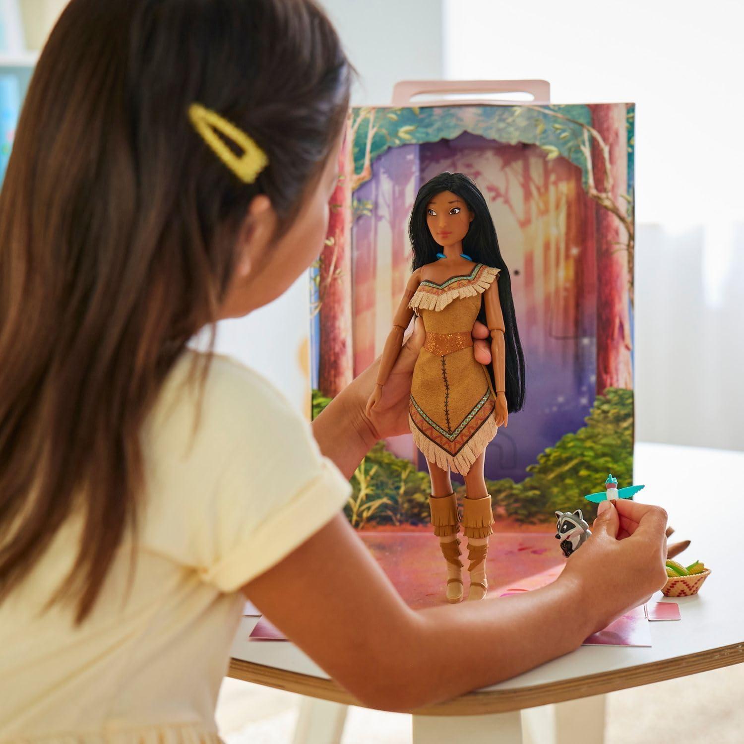 imageDisney Store Official Princess Story Doll  Tinker Bell from Peter Pan 11 Inches Includes Coloring Area and Additional Dress Classic Outfit Perfect for GirlsPocohontas