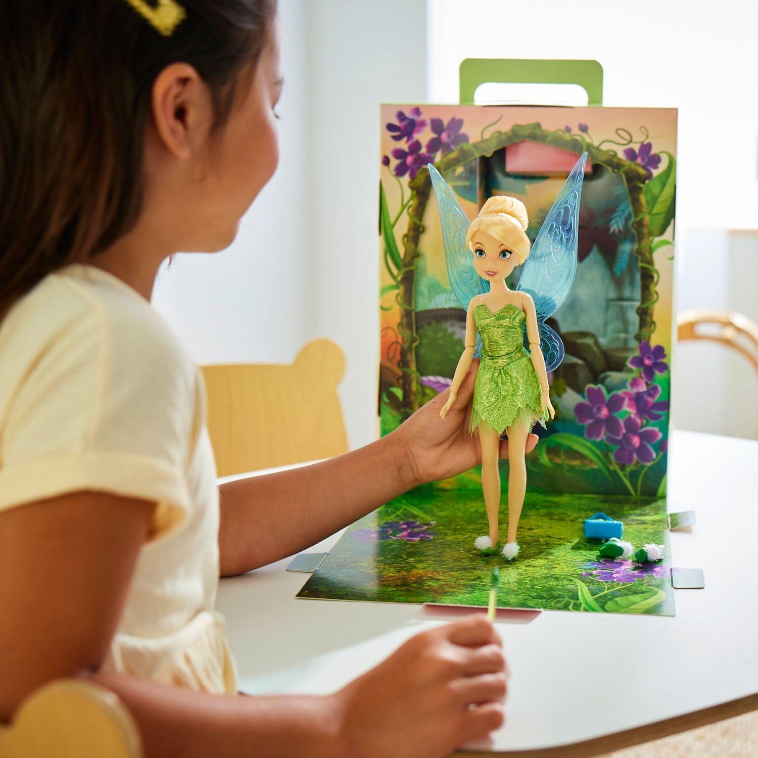 imageDisney Store Official Princess Story Doll  Tinker Bell from Peter Pan 11 Inches Includes Coloring Area and Additional Dress Classic Outfit Perfect for GirlsTinker Belle