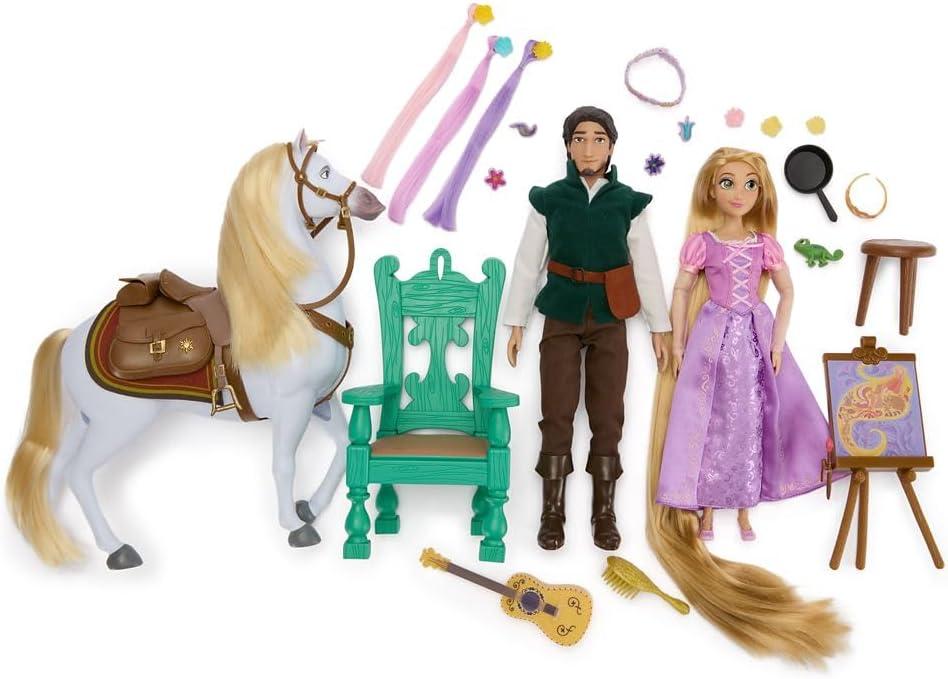 imageDisney Store Official Rapunzel Classic Doll Gift Set  Disney Princess Doll Playset Featuring Rapunzel Flynn Rider Maximus Pascal ampamp Accessories  Tangled Toys for Girls