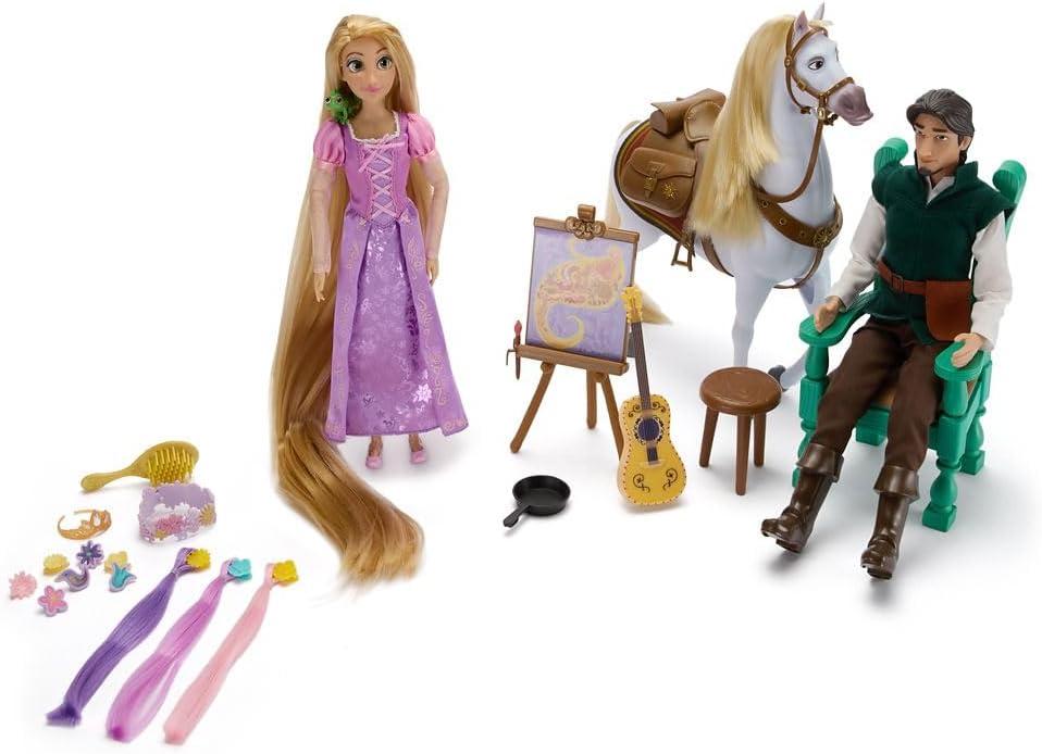 imageDisney Store Official Rapunzel Classic Doll Gift Set  Disney Princess Doll Playset Featuring Rapunzel Flynn Rider Maximus Pascal ampamp Accessories  Tangled Toys for Girls