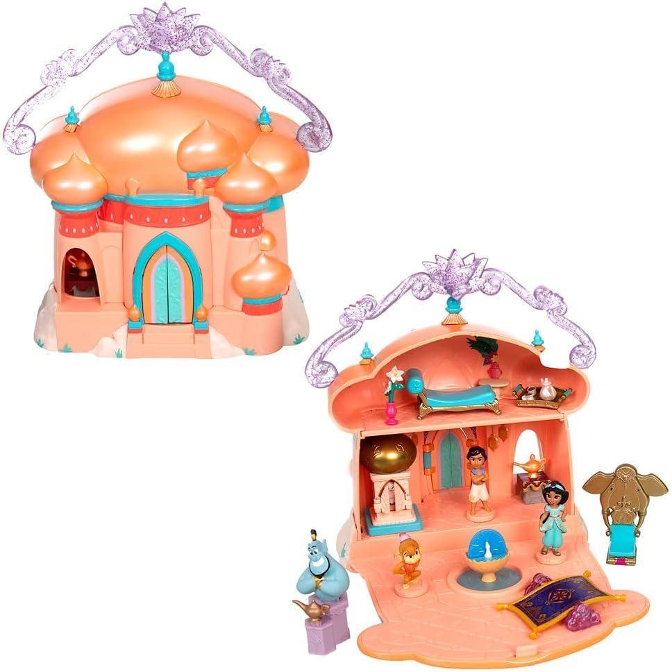 imageDISNEY STORE Official Jasmine Palace Micro Play Set Micro Toy Set Includes Jasmine Aladdin Genie and Abu Micro Figures Travel Toy Portable Playset with Handle Travel Toys with Surprise RevealsJasmine