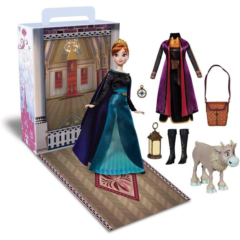 imageDisney Store Girls Princess Story Doll Anna from Frozen 11 Inches Includes Coloring Book and Additional Dress Princess Doll in Classic Outfit Princess Toys