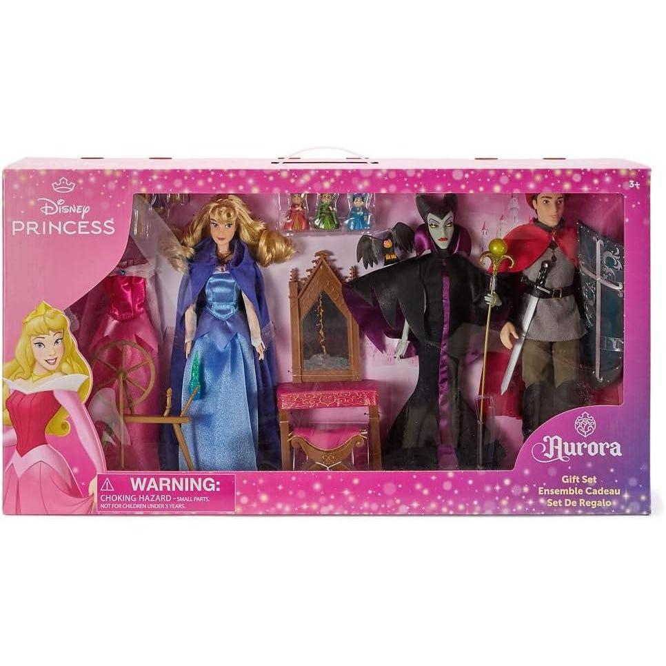 imageDisney Store Official Aurora Classic Doll Gift Set  Sleeping Beauty Play Set  Disney Princess Toys Playset Featuring Aurora Prince Phillip ampamp Maleficent Dolls with Accessories