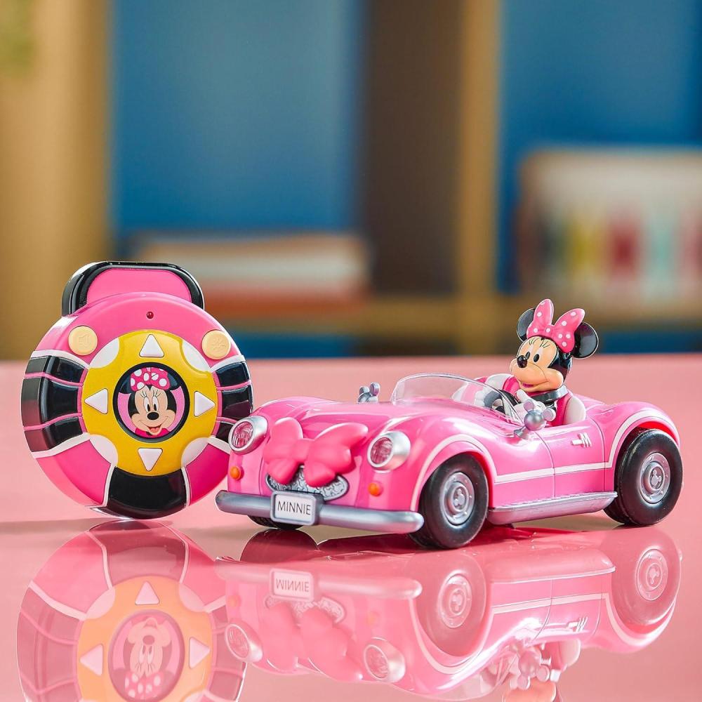 imageDisney Store Official Minnie Mouses Vintage Remote Control Car for Kids  Gloss Pink Convertible Roadster with Lights ampamp Sounds Fun RC Car  Minnie Mouse Toy for Girls ampamp Boys