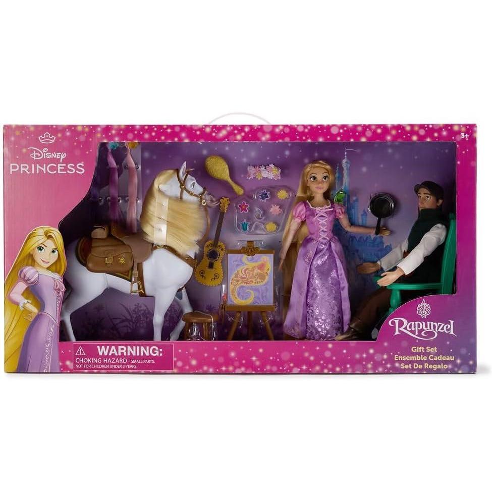 imageDisney Store Official Rapunzel Classic Doll Gift Set  Disney Princess Doll Playset Featuring Rapunzel Flynn Rider Maximus Pascal ampamp Accessories  Tangled Toys for Girls