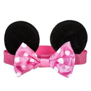 imageDISNEY STORE Official Minnie Mouse Ears Headband for Baby  Plush Ears with Pink Polka Dot Satin Bow Comfy Pink Elastic Band  Disney Hair Accessories for Babies Perfect for Little Ones