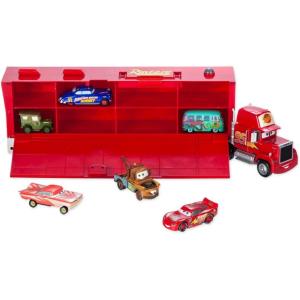 imageDisney Store Action Toys Lightning McQueen Mack Hauler Toy Truck with 6 PullBack Toy Cars  Includes Lightning McQueen Disney Cars Toys LightUp Features and Customizable Sticker Sheets