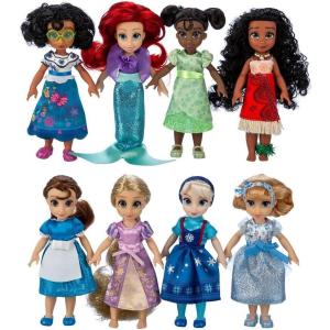 imageDisney Store Dolls ampamp Games Once Upon a Story Princess Toys Set with 8 Poseable Mini Dolls Cinderella Ariel Belle Tiana Rapunzel Elsa Moana ampamp Mirabel  Reusable Window Carry Case with Handle