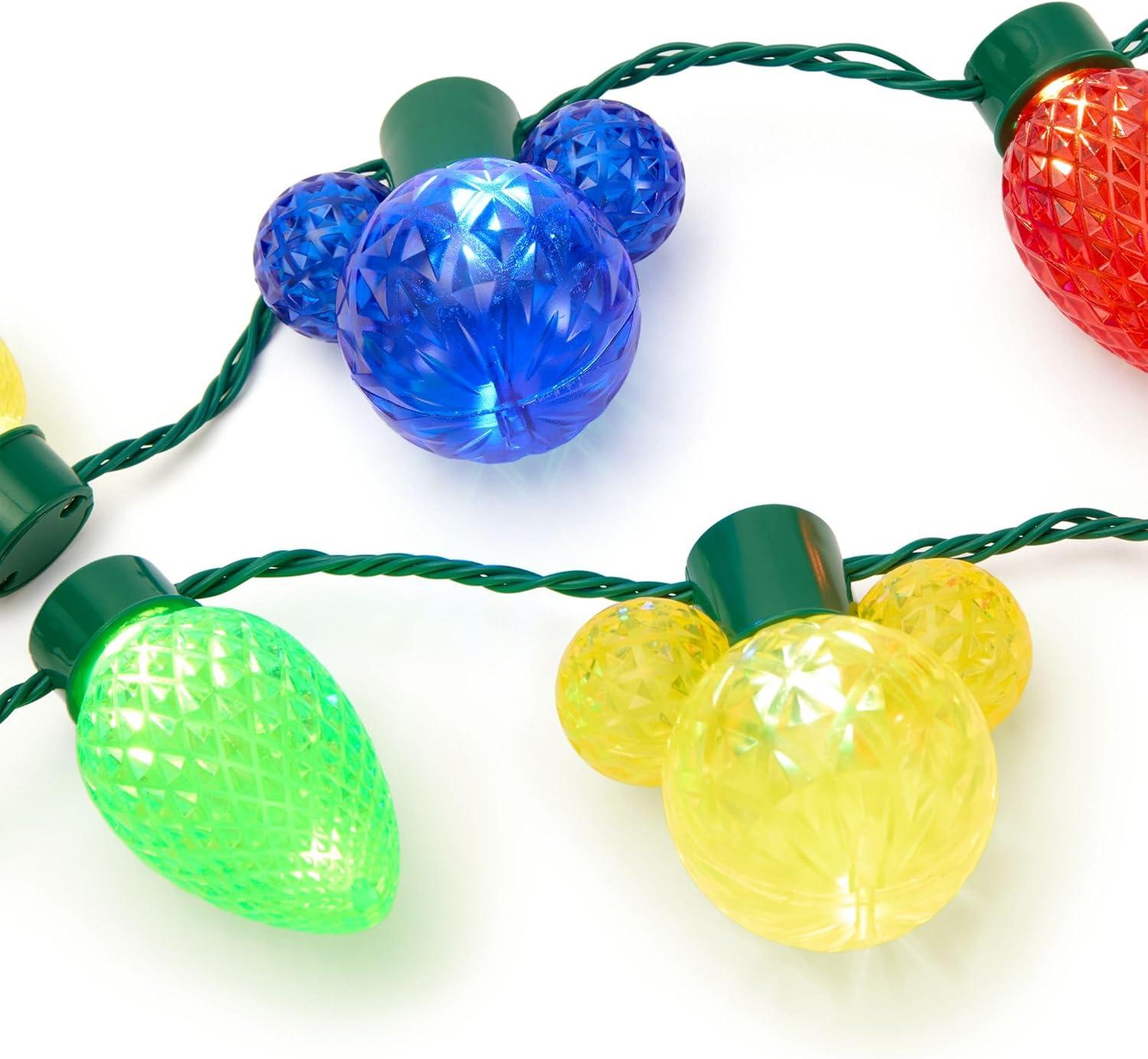 imageDisney Store Official Mickey Mouse Icon Colored LightUp Holiday Glow Necklace  Disney Christmas Light Up Necklace with 9 Colorful Bulbs 5 Mickey Icons ampamp 4 Droplet Lights